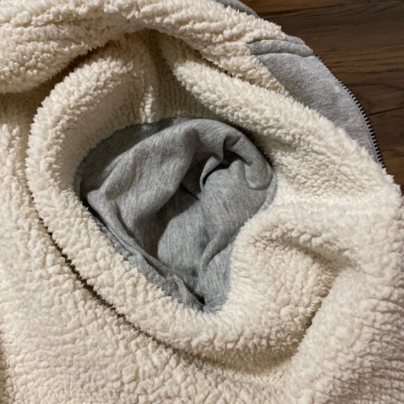 GAP Logo sherpa lined full zip hoodie grey size small - Picture 10 of 16